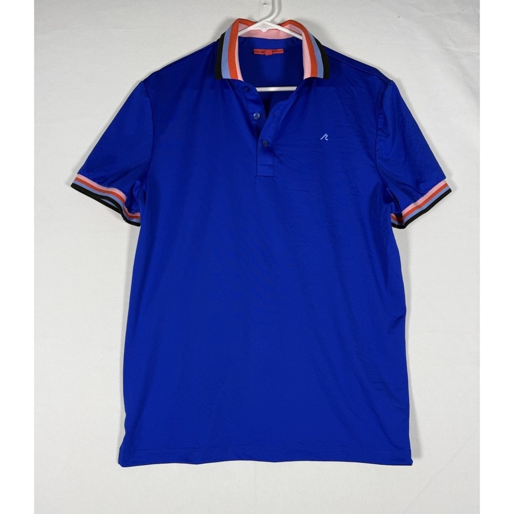 Redvanly Polo Shirt Mens Medium Blue Performance Golf Stretch Short Sleeve